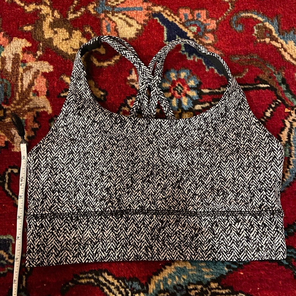 Black and White Herringbone Sports Bra